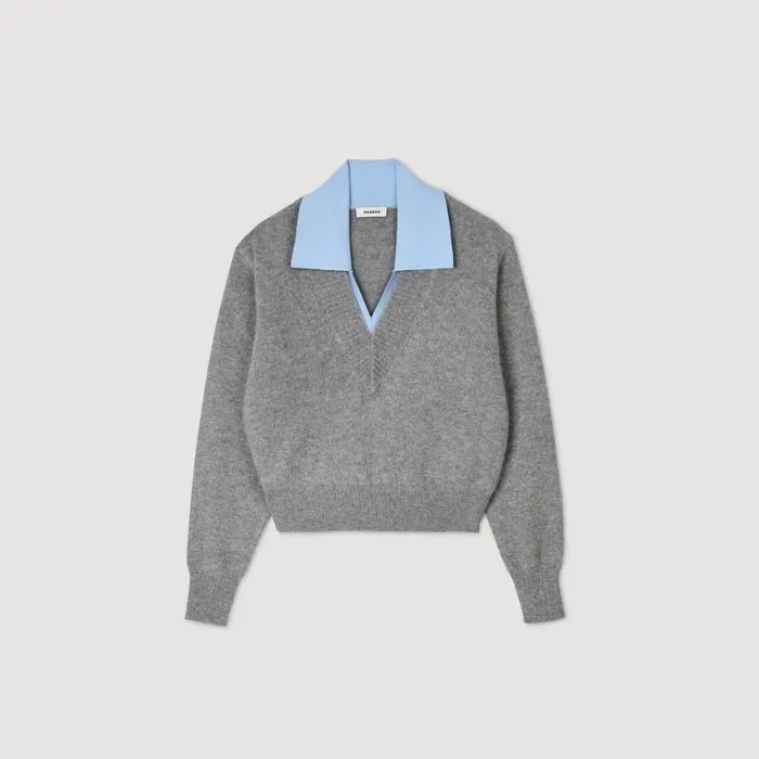 Women Sweaters and Cardigans SANDRO DoubleNeck Sweater Grey