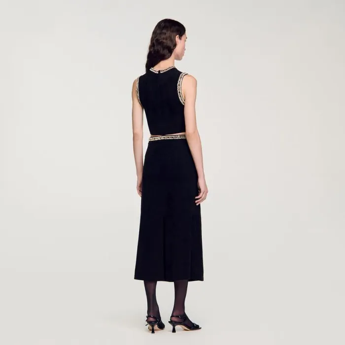 Women Sweaters and Cardigans SANDRO Jewelleryneck Knit Top Black