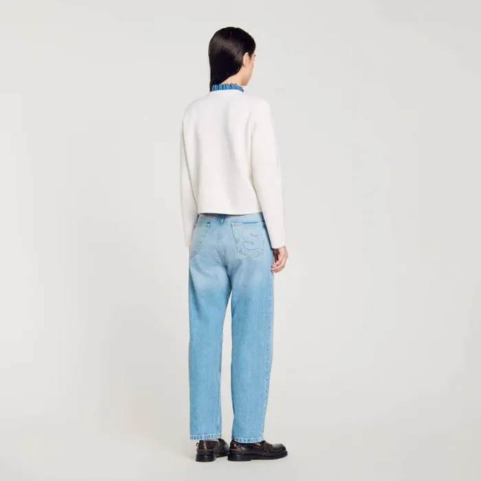 Women Sweaters and Cardigans SANDRO Knit Cardigan With Detachable Collar Ecru