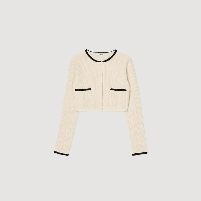 Women Sweaters and Cardigans SANDRO Pointelle Knit Cardigan Ecru