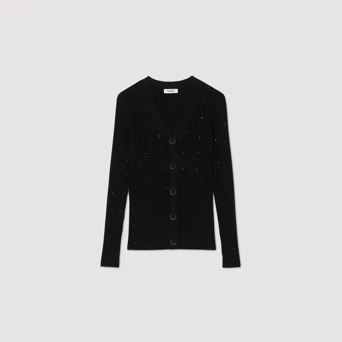 Women Sweaters and Cardigans SANDRO Rhinestone Cardigan Black