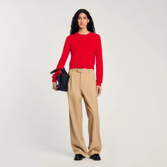 Women Sweaters and Cardigans SANDRO Ruffled Cardigan Red