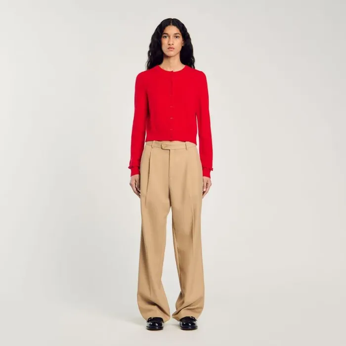 Women Sweaters and Cardigans SANDRO Ruffled Cardigan Red