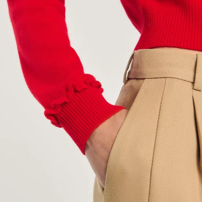Women Sweaters and Cardigans SANDRO Ruffled Cardigan Red