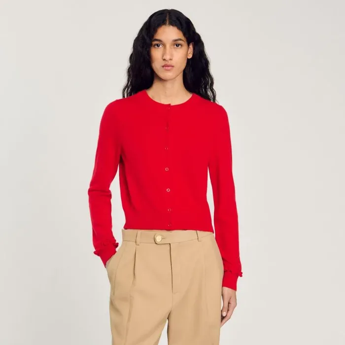 Women Sweaters and Cardigans SANDRO Ruffled Cardigan Red