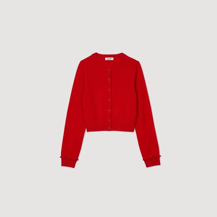 Women Sweaters and Cardigans SANDRO Ruffled Cardigan Red