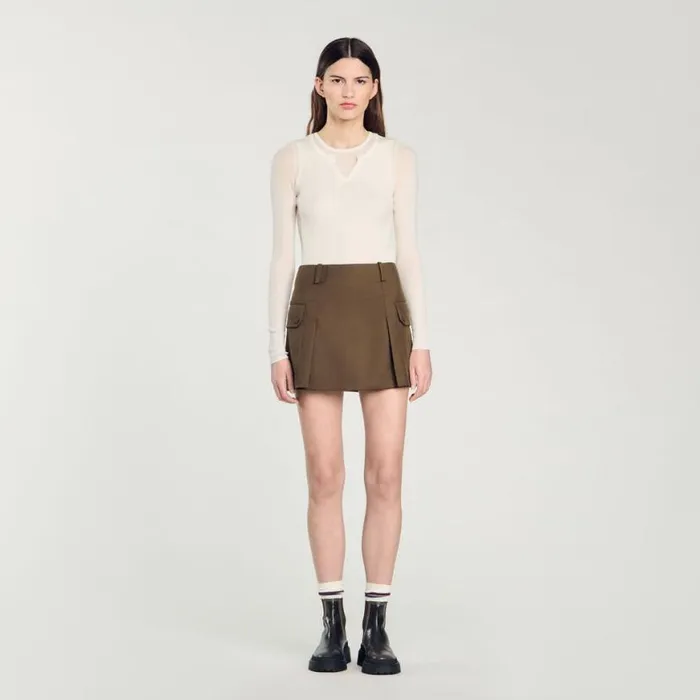 Women Sweaters and Cardigans SANDRO Wool Layered Effect Sweater Ecru