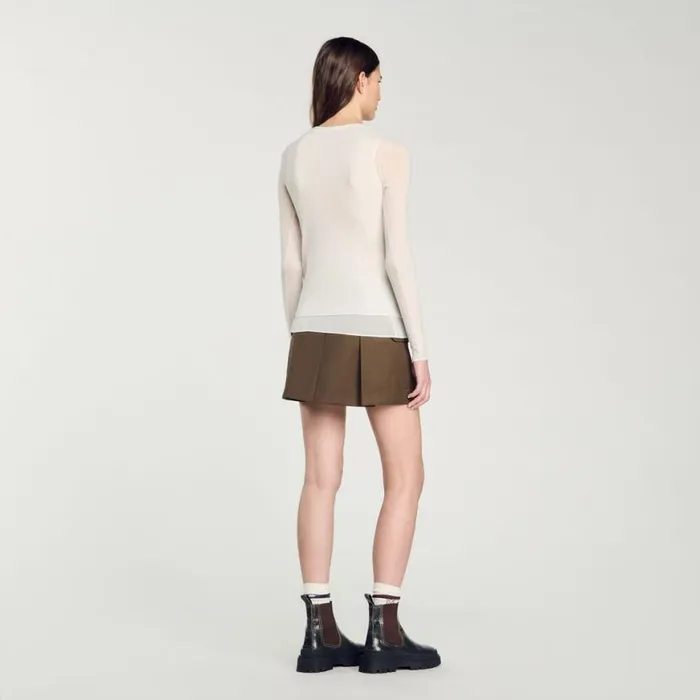 Women Sweaters and Cardigans SANDRO Wool Layered Effect Sweater Ecru