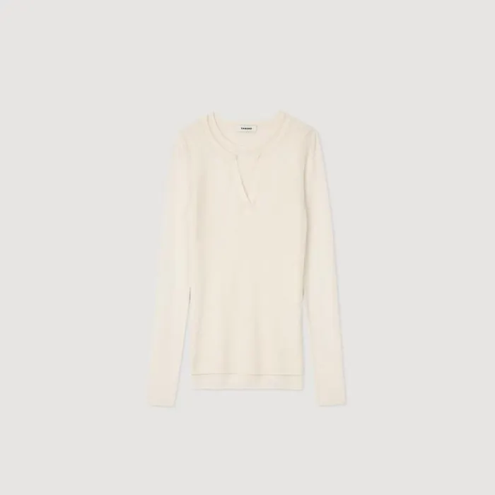 Women Sweaters and Cardigans SANDRO Wool Layered Effect Sweater Ecru