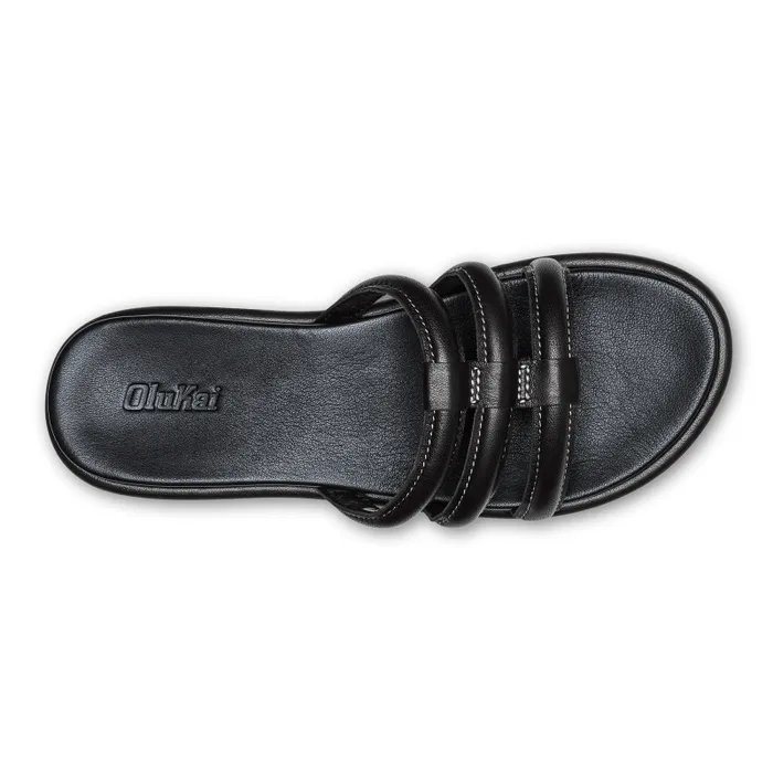 Women Tiare Slide Womens Leather Slide Sandals Black Olukai Leather