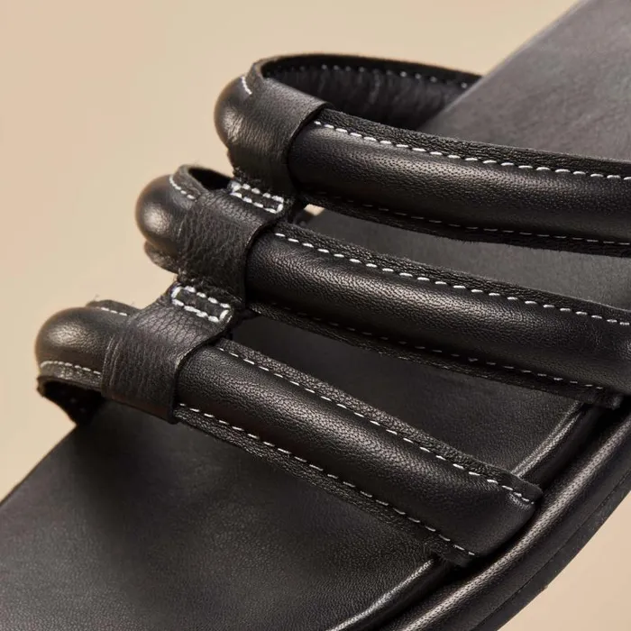 Women Tiare Slide Womens Leather Slide Sandals Black Olukai Leather