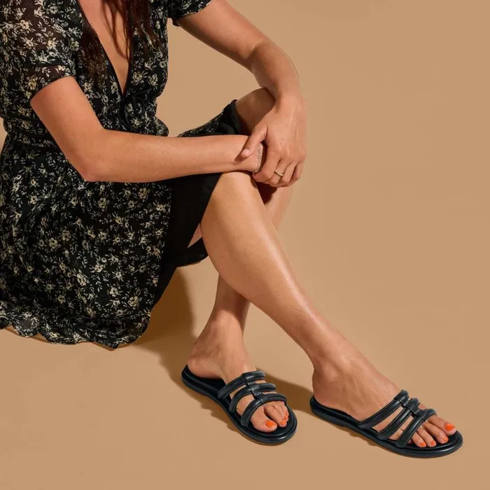 Women Tiare Slide Womens Leather Slide Sandals Black Olukai Leather