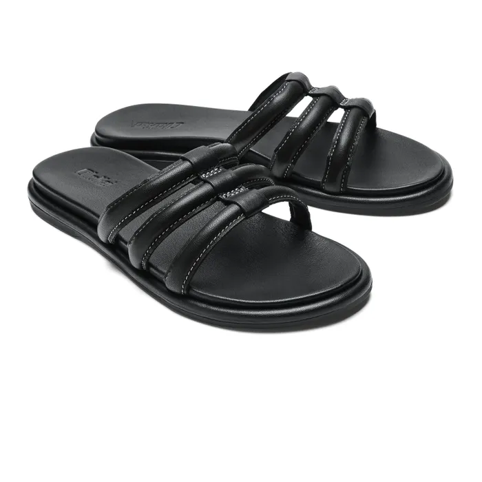 Women Tiare Slide Womens Leather Slide Sandals Black Olukai Leather