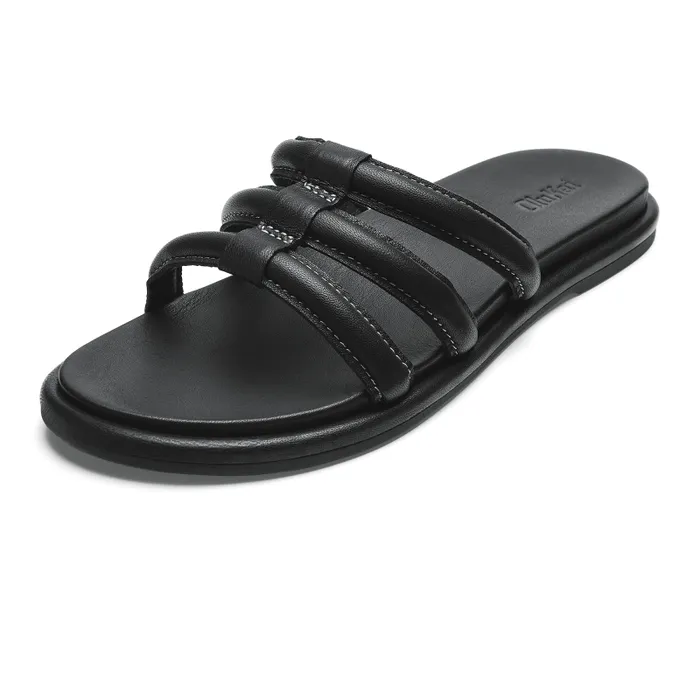 Women Tiare Slide Womens Leather Slide Sandals Black Olukai Leather