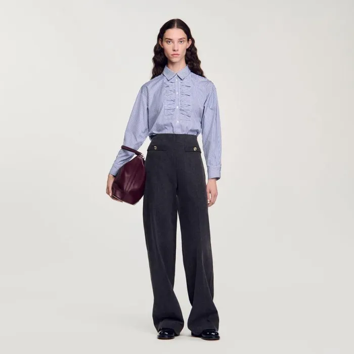 Women Tops and Shirts SANDRO Check Shirt Blu White