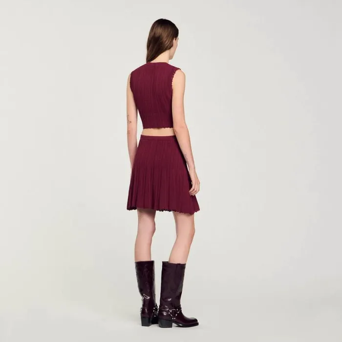 Women Tops and Shirts SANDRO Sleeveless Short Sweater Burgundy