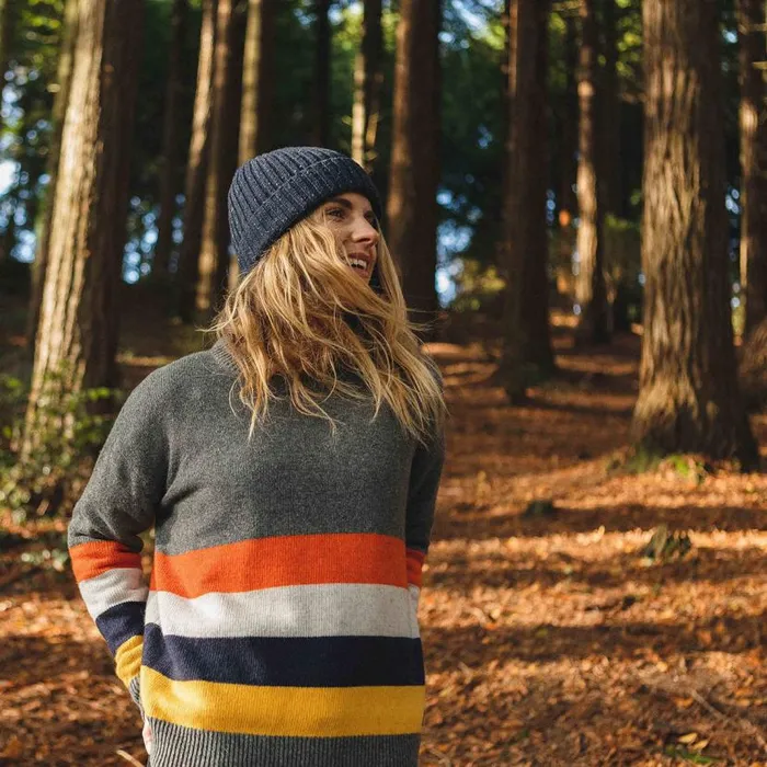 Women Tops Passenger Bay Knitted Jumper Charcoal Stripe Charcoal Stripe