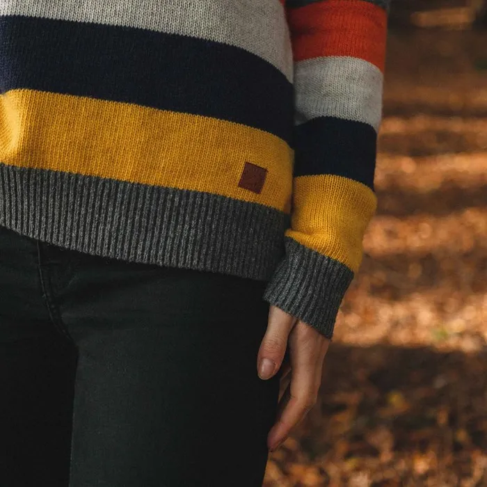 Women Tops Passenger Bay Knitted Jumper Charcoal Stripe Charcoal Stripe