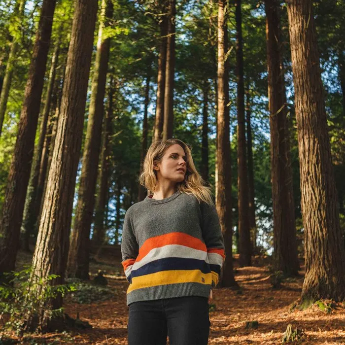 Women Tops Passenger Bay Knitted Jumper Charcoal Stripe Charcoal Stripe