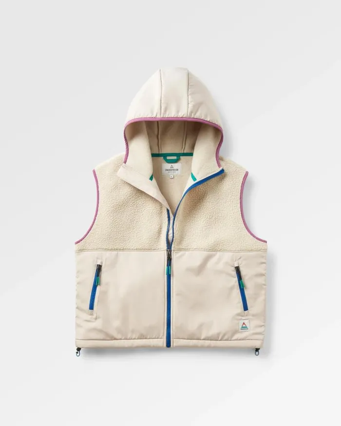 Women Tops Passenger Beebalm Recycled Sherpa Fleece Vest Oatmeal Oatmeal