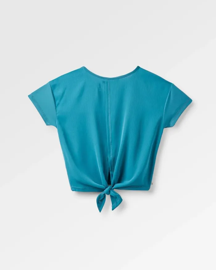 Women Tops Passenger Chakra Tie Back Active Recycled TShirt Blue Steel Blue Steel