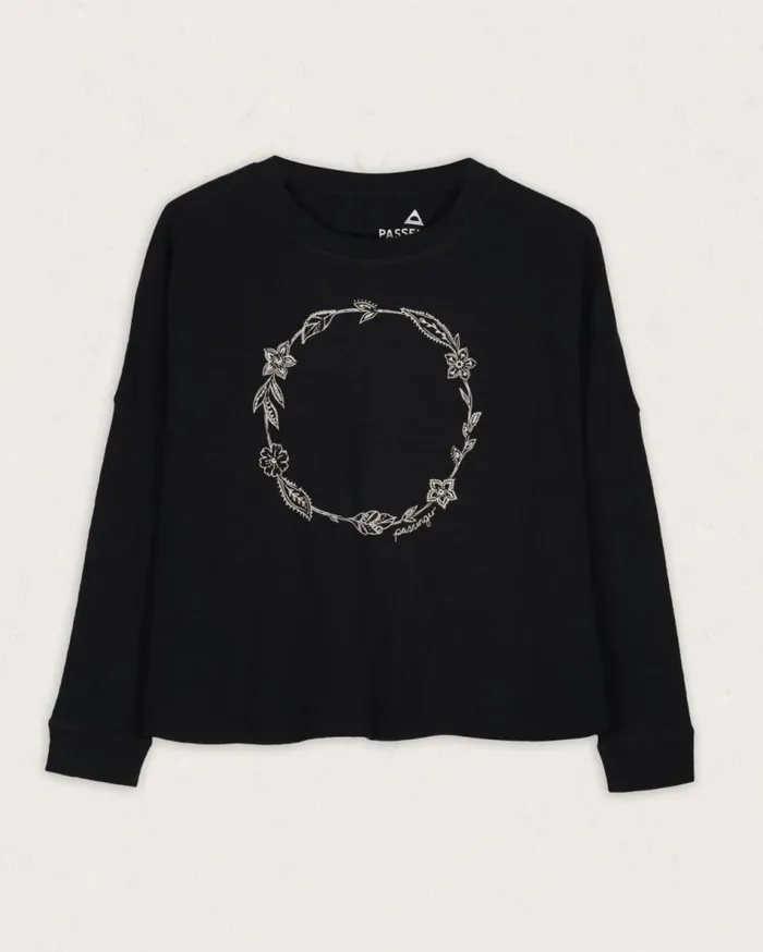 Women Tops Passenger Daisy Chain Recycled Cotton LS TShirt Black Black