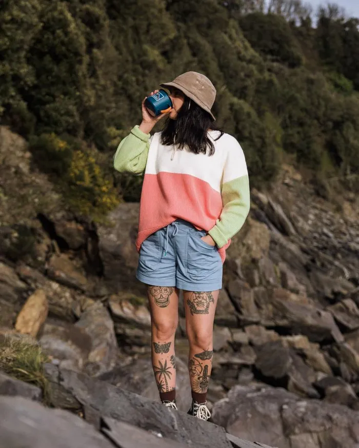 Women Tops Passenger Gondwana Organic Oversized Knitted Jumper Shell Pink Shell Pink