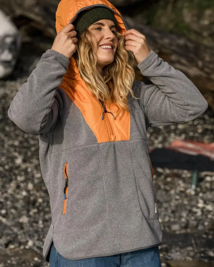 Women Tops Passenger Juana Recycled Polar Hooded Fleece Grey Marl Grey Marl