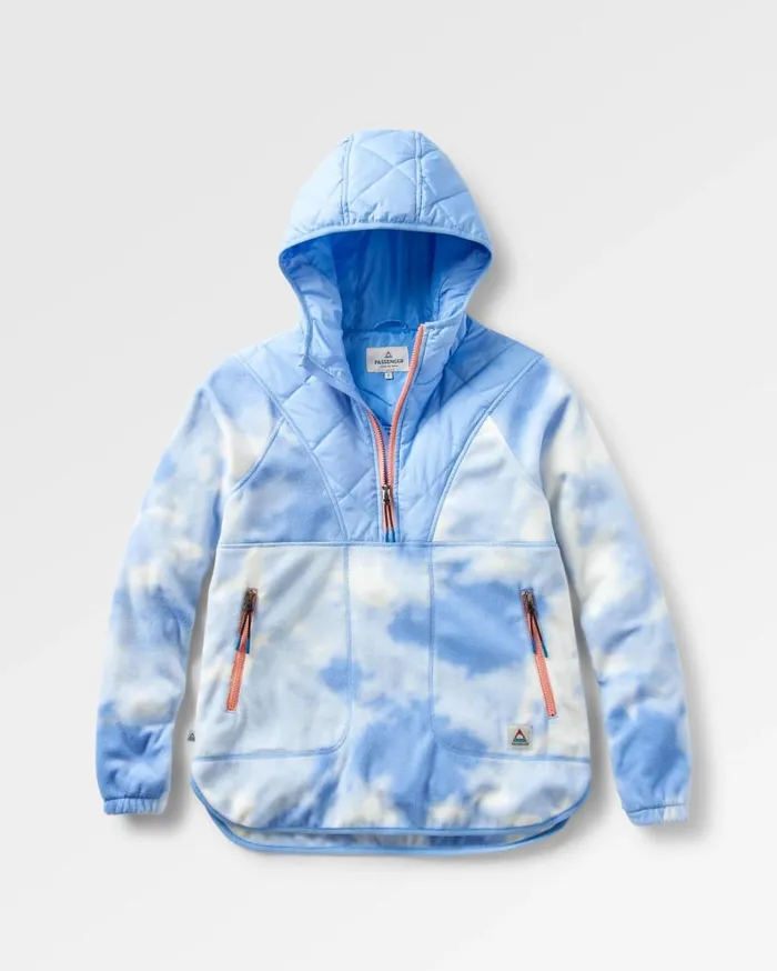 Women Tops Passenger Juana Recycled Polar Hooded Fleece Tie Dye Cornflower Tie Dye Cornflower