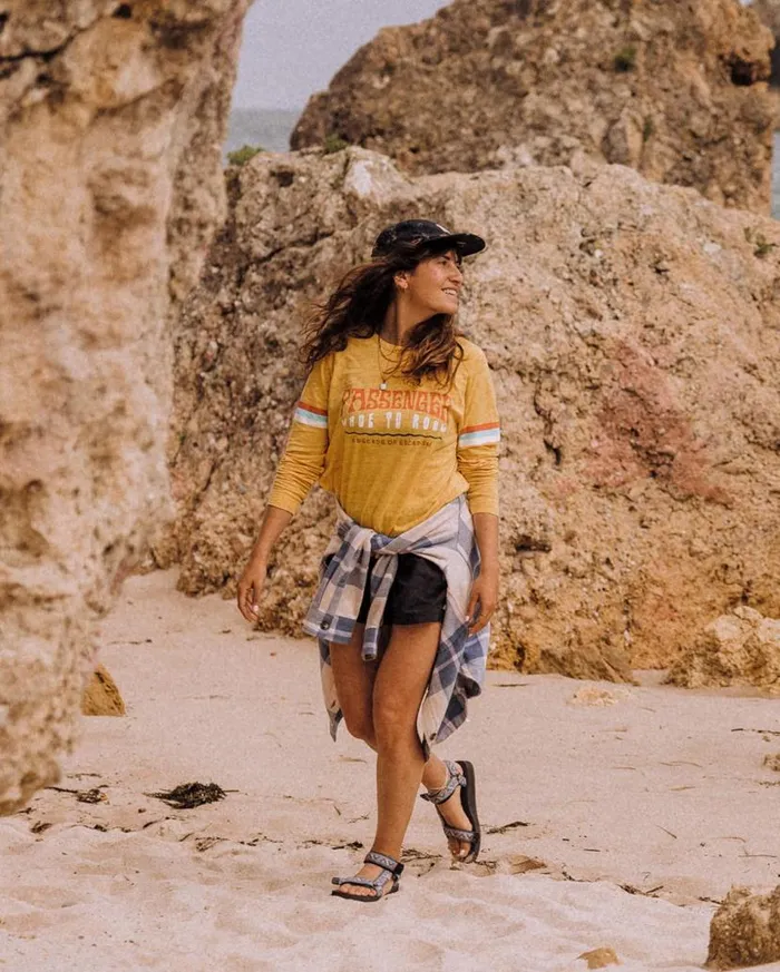 Women Tops Passenger La Sarena Recycled Cotton Oversized LS TShirt Ochre Yellow Ochre Yellow