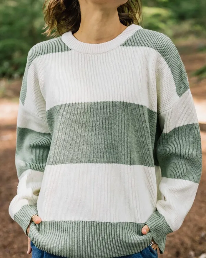 Women Tops Passenger Moments Oversized Organic Knitted Jumper Pistachio Stripe Pistachio Stripe