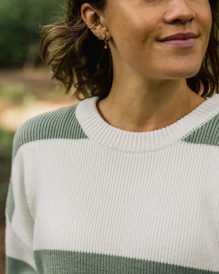 Women Tops Passenger Moments Oversized Organic Knitted Jumper Pistachio Stripe Pistachio Stripe