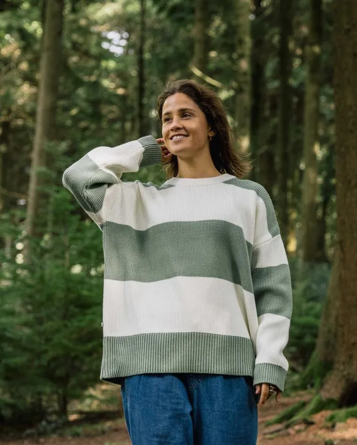 Women Tops Passenger Moments Oversized Organic Knitted Jumper Pistachio Stripe Pistachio Stripe