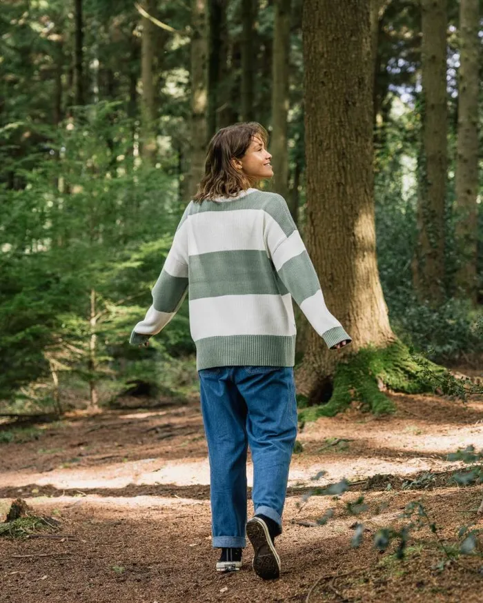 Women Tops Passenger Moments Oversized Organic Knitted Jumper Pistachio Stripe Pistachio Stripe