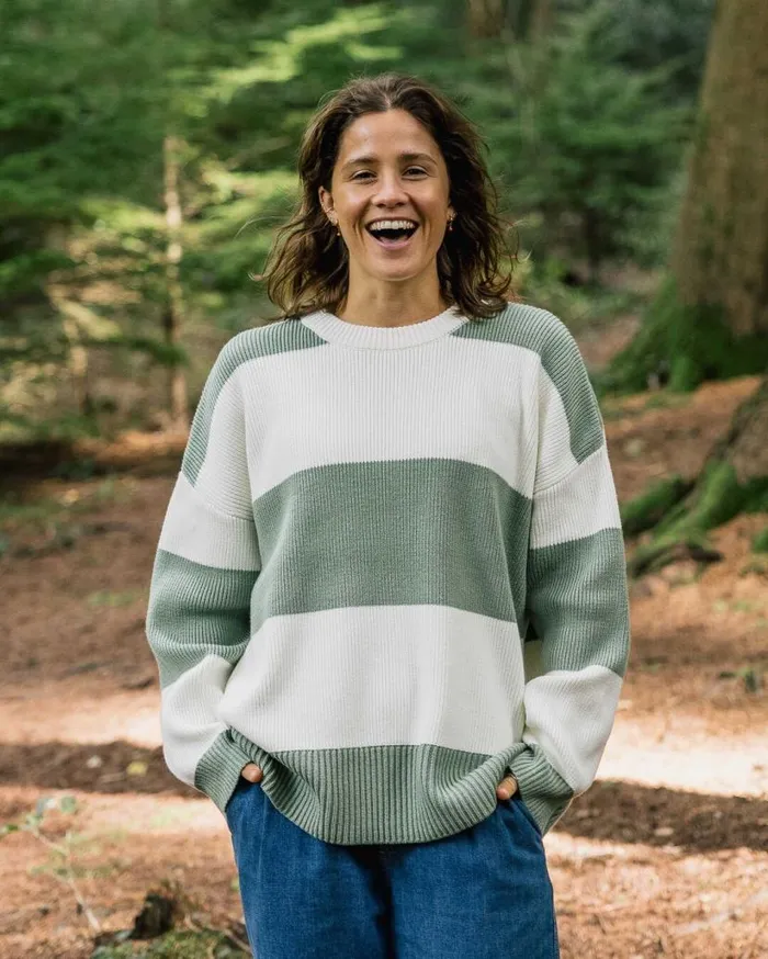 Women Tops Passenger Moments Oversized Organic Knitted Jumper Pistachio Stripe Pistachio Stripe