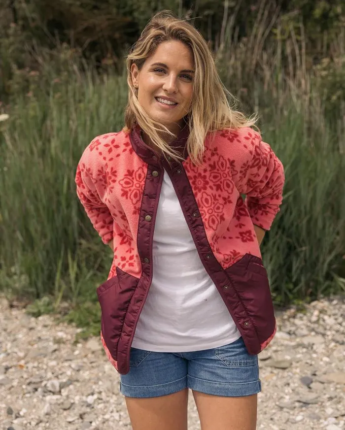 Women Tops Passenger Navegado Recycled Polar Fleece Large Tile Rose