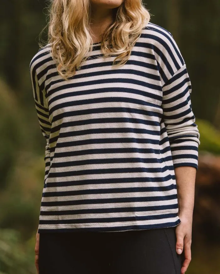 Women Tops Passenger Panorama Striped LS TShirt Deep Navy Deep Navy
