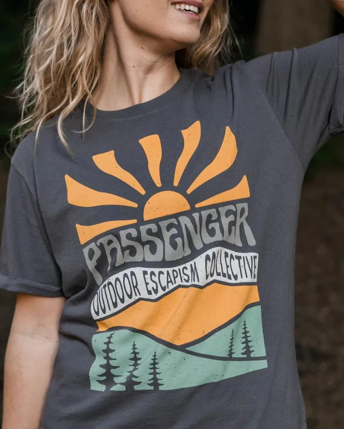 Women Tops Passenger Perfect Days TShirt Charcoal Charcoal