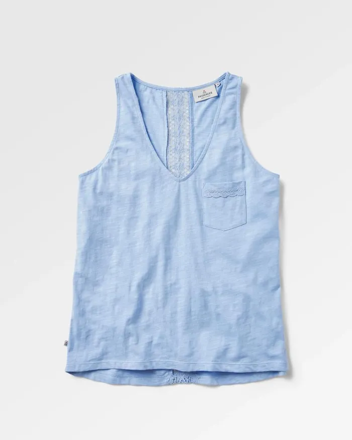 Women Tops Passenger Rivergate Recycled Cotton Top Cornflower Cornflower
