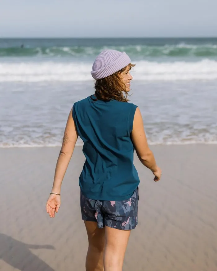 Women Tops Passenger Roam Wild Recycled Cotton Vest Tidal Blue Tidal Blue