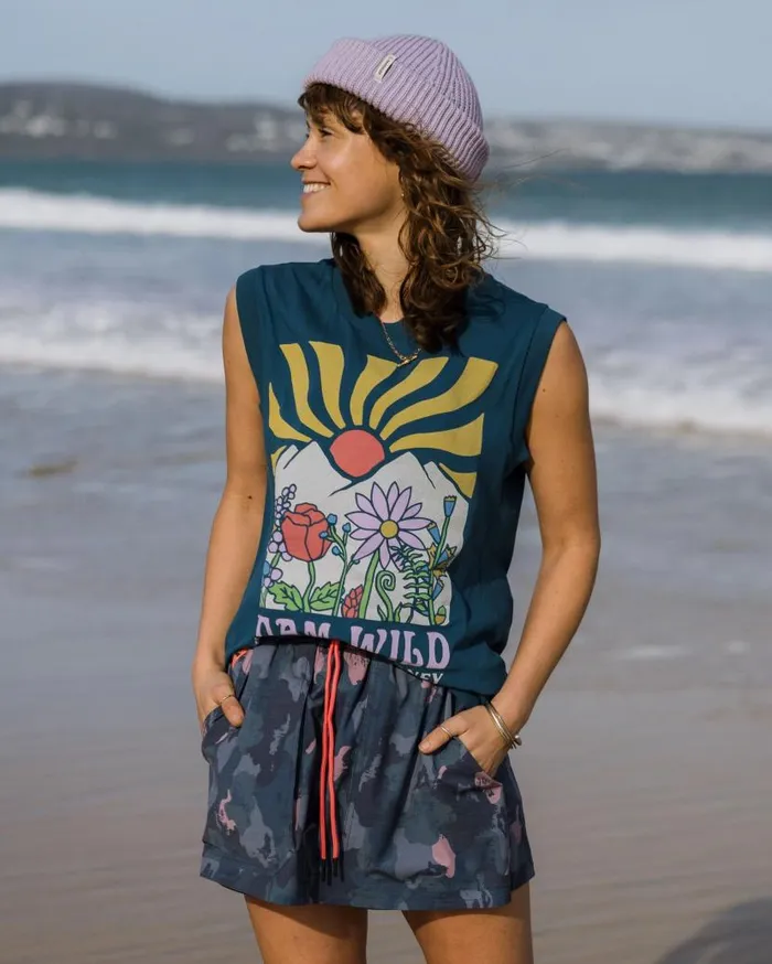 Women Tops Passenger Roam Wild Recycled Cotton Vest Tidal Blue Tidal Blue