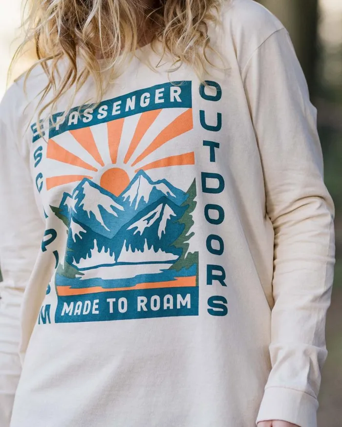 Women Tops Passenger Solitude Recycled Cotton Oversized LS TShirt Birch Birch