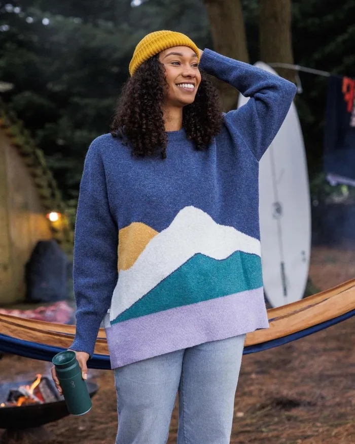 Women Tops Passenger Vista Recycled Knitted Jumper Dark Denim Dark Denim