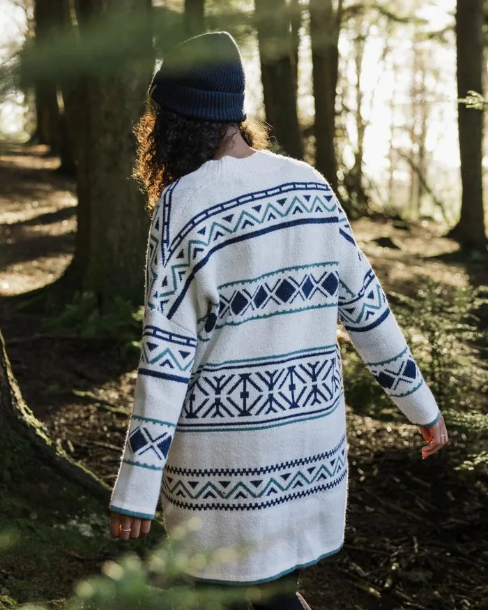 Women Tops Passenger Whimsical Recycled Knit Cardigan Homespun Stripe Off White Homespun Stripe Off White