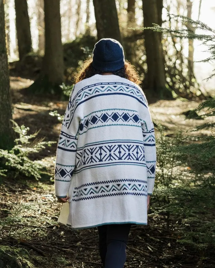 Women Tops Passenger Whimsical Recycled Knit Cardigan Homespun Stripe Off White Homespun Stripe Off White