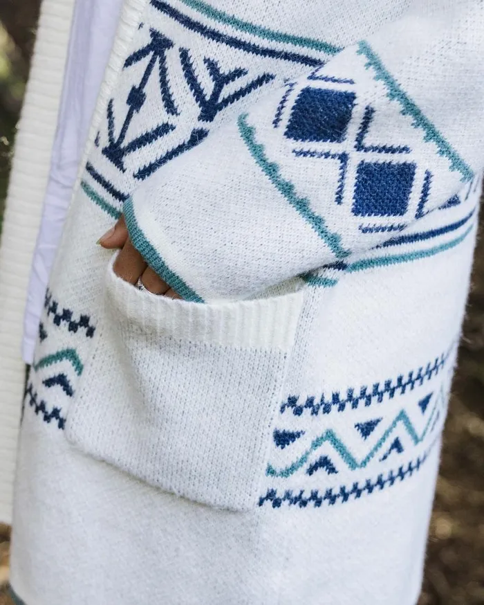 Women Tops Passenger Whimsical Recycled Knit Cardigan Homespun Stripe Off White Homespun Stripe Off White