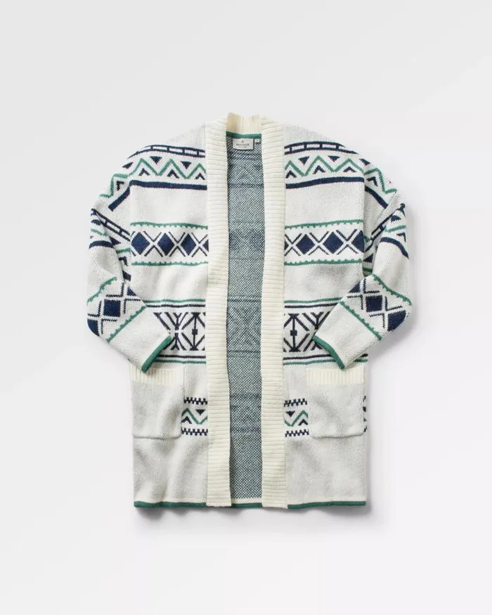 Women Tops Passenger Whimsical Recycled Knit Cardigan Homespun Stripe Off White Homespun Stripe Off White