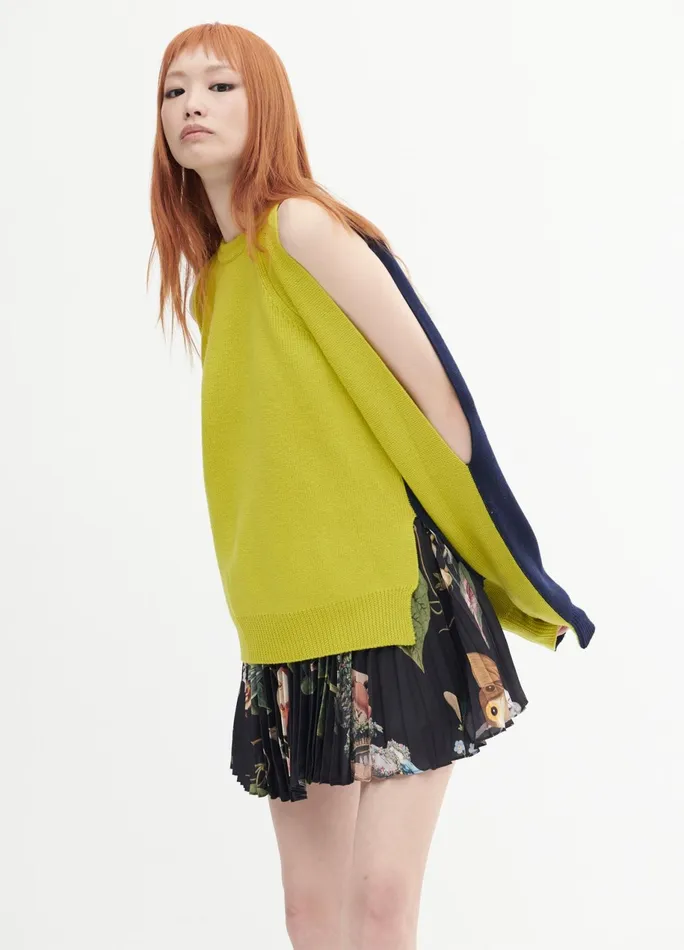 Women Two Tone Sleeve Slit Sweater MONSE Knitwear