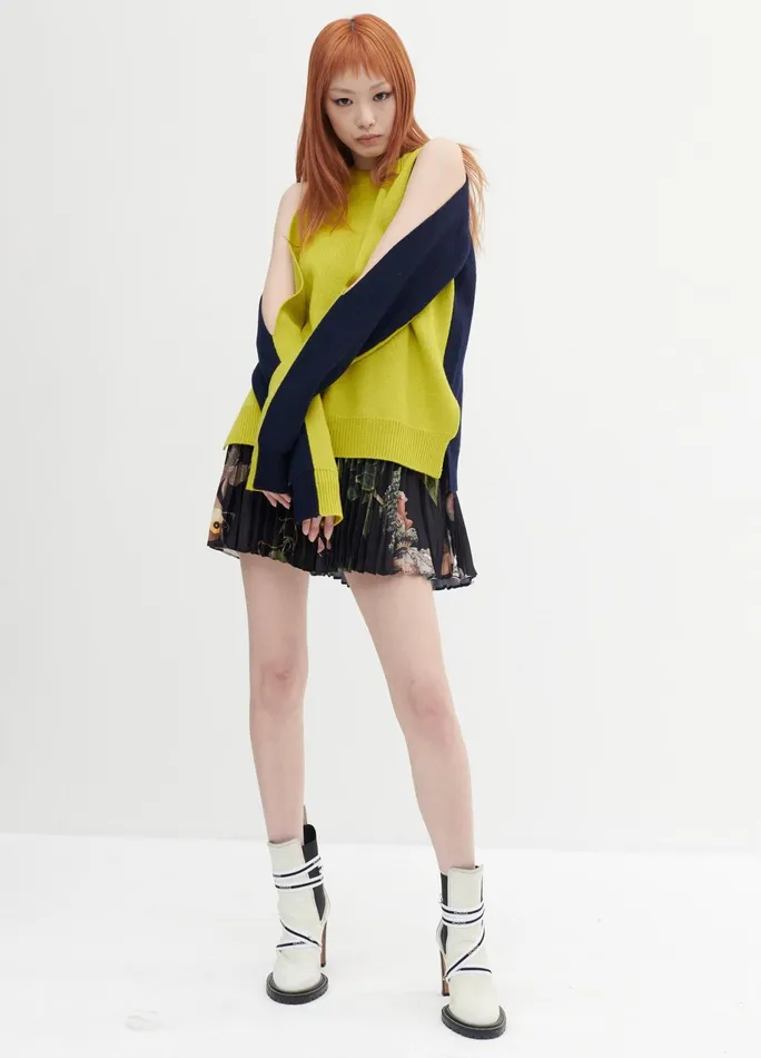 Women Two Tone Sleeve Slit Sweater MONSE Knitwear