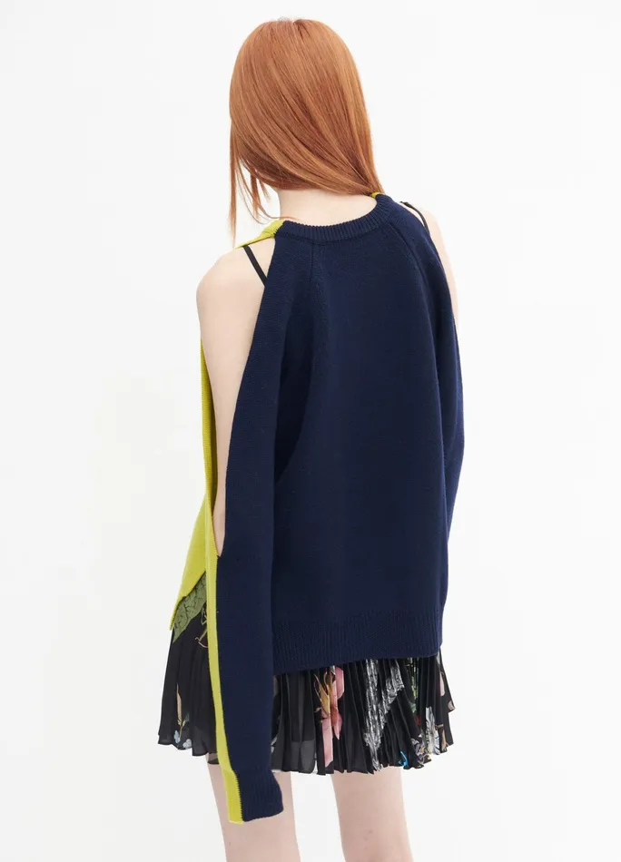 Women Two Tone Sleeve Slit Sweater MONSE Knitwear